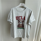 UCLA T Shirt Loose Letter Bear Print T-shirt Spring And Summer Short Sleeve