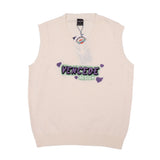 Men Sweater Vest Letter Embroidered Knitwear Vest Loose V-neck Sleeveless Sweater BF Idle Style Vest