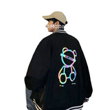 Men Sweatshirts Reflective Printed Baseball Uniform Jacket Men Baggy Coat