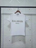 T Shirt Balmain Spring/Summer Heavy Embroidery Hot Drilling Short Sleeve Cotton round Neck Women's T-shirt