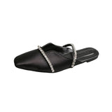 Finn Chain Pointed Toe Mule Sandals Women's Summer Closed Toe Flat Lazy Mules Slippers