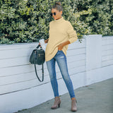 Women Fall Outfits Knitted Long Sleeve Loose Turtleneck Sweater Women