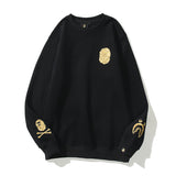 Shark Print Sweatshirts Autumn And Winter Cartoon Embroidered Crew Neck Pullover And Fleece Sweater Men And Women