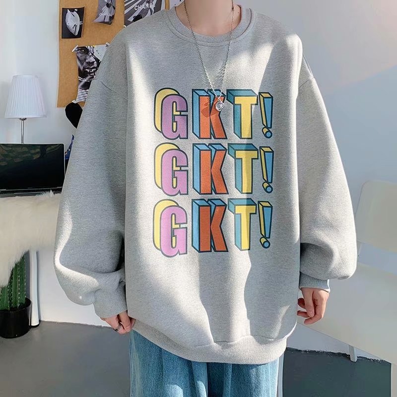 Men Sweatshirts Sweater Men's Loose Long Sleeve Printed Pullover Coat