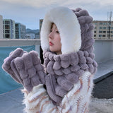 Women Winter Hats Winter Warm Plush Hat Scarf