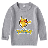 Children Pokemon Pikachu Hoodie Cotton T-shirt Crew Neck