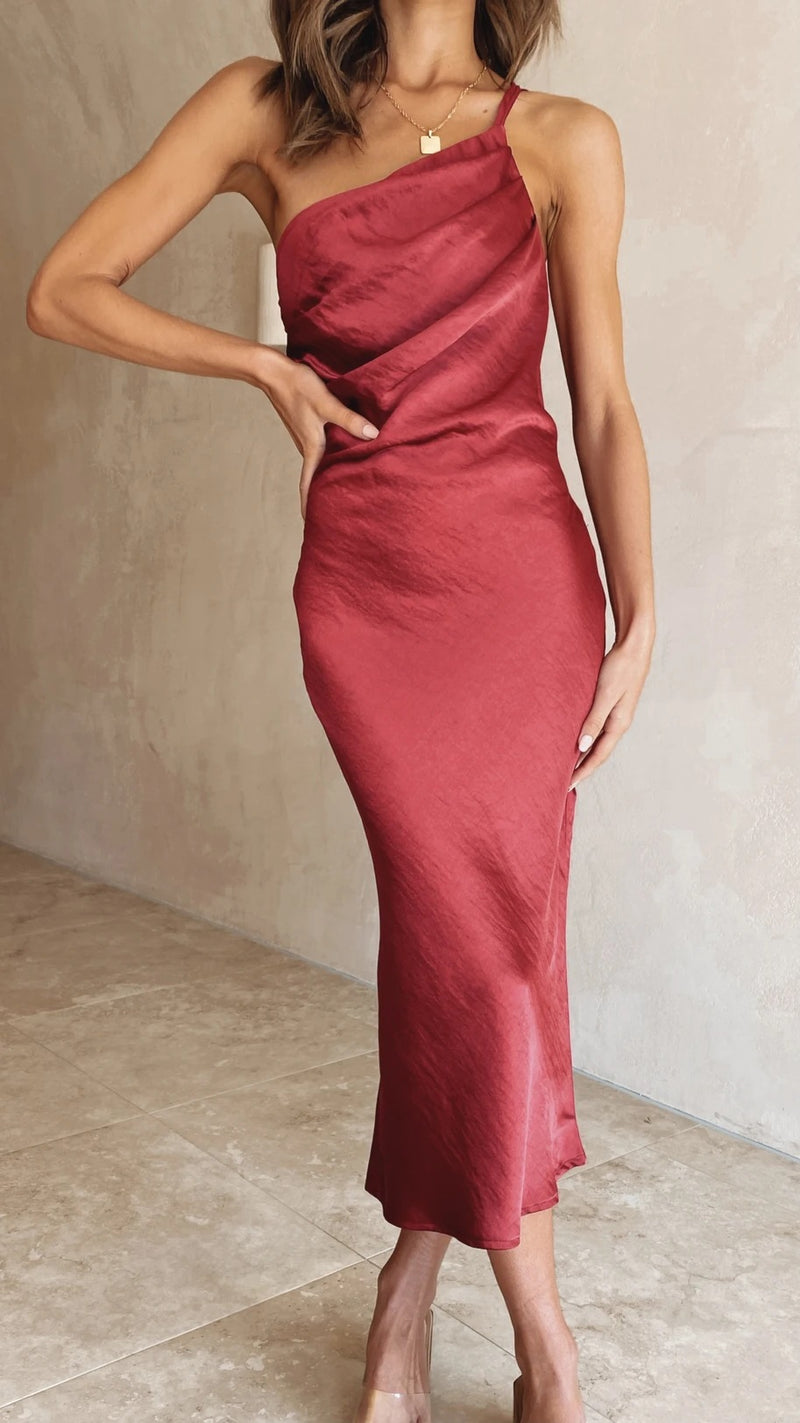 Mauve Dress Spring/Summer Back Lace up Slim Fit Fashion Mid-Length Dress Gown