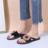 Women Open Toe Sandals Flats Summer Flower Flip Flops Flip-Flops Flip-Flops Casual Beach Slippers