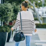 Women Fall Outfits Autumn and Winter Leisure Loose Sweater Striped Cardigan Jacket