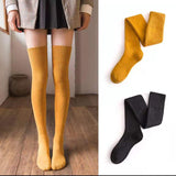 Winter Thick Knit Thigh High Socks Long Stockings Boot Autumn and Winter Fleece-Lined Thickened JK High-Top Hold-Ups
