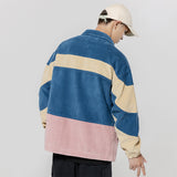 Corduroy Varsity Jacket Autumn and Winter Color Matching Corduroy Coat Men's and Women's Loose Jacket Raccoon Cotton-Padded Coat