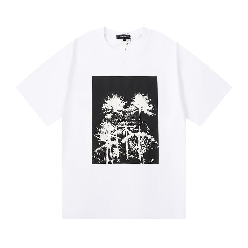 Purple Brand T Shirts Coconut Palm Print Men's and Women's Loose Casual Short-Sleeved T-shirt