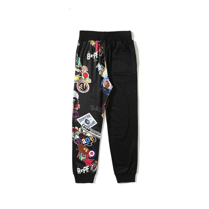WGM Closing Spring and Autumn Stitching Graffiti Sweatpants Men's Trousers