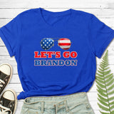 Let'S Go Brandon T Shirt Glasses Printed Short Sleeve Men'S And Women'S Tops