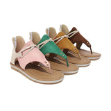 Flat Dress Sandals Summer Flat Flip-Flops Plus Size Zipper Hollowed Leisure Women's Sandals
