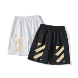 off Summer Fifth Pants Men and Women Couple Ow Printed Casual SportsBeach Pants Men shorts