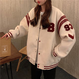 White Varsity Jacket Girl Spring and Autumn Clothes Student Versatile Top Baseball Uniform