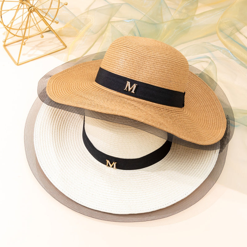Fedora Golf Hats Summer Satin Big Brim Straw Hat