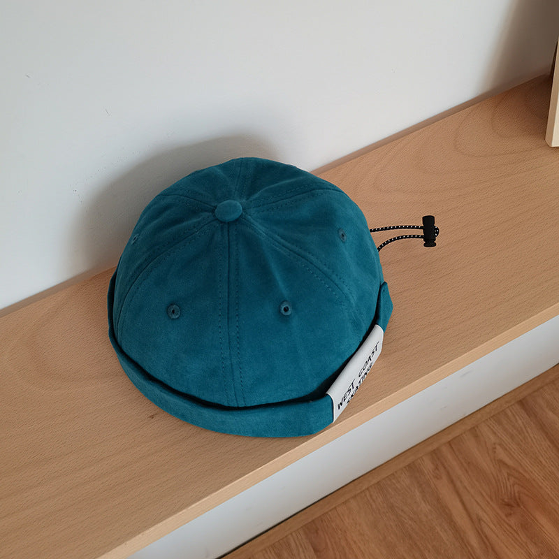 Beanies Patch Drawstring Brimless Melon Skin Hat Vintage