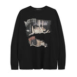 Mens Fall Outfits Figure Printed Crew Neck Sweatshirt Loose Spring and Autumn Long Sleeve T-shirt Top