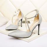 Nude Block Heels Closed Toe Sandals Stiletto Women's Shoes