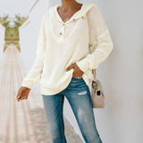 Women Fall Outfits Autumn and Winter V-neck Long Sleeve Loose Knitwear T-shirt Women's Hooded Sweater