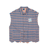 Men Sweater Vest Color Matching Rhombus Irregular Hem Casual Vest Men's Loose Lapels Vest Jacket