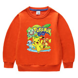 Children Pokemon Pikachu Hoodie Spring and Autumn round Neck Sweatshirt Cotton