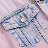 Men Denim Coat Jean Jackets Washed Distressed Tie-Dyed Denim Jacket Men Harajuku Style Loose Lapels Jacket Vintage Denim Jacket