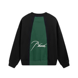 Rhude Hoodie Splicing Embroidered Crew Neck Sweater for Men and Women