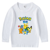 Children Pokemon Pikachu Hoodie Spring and Autumn Cotton round Neck Long Sleeve T-shirt