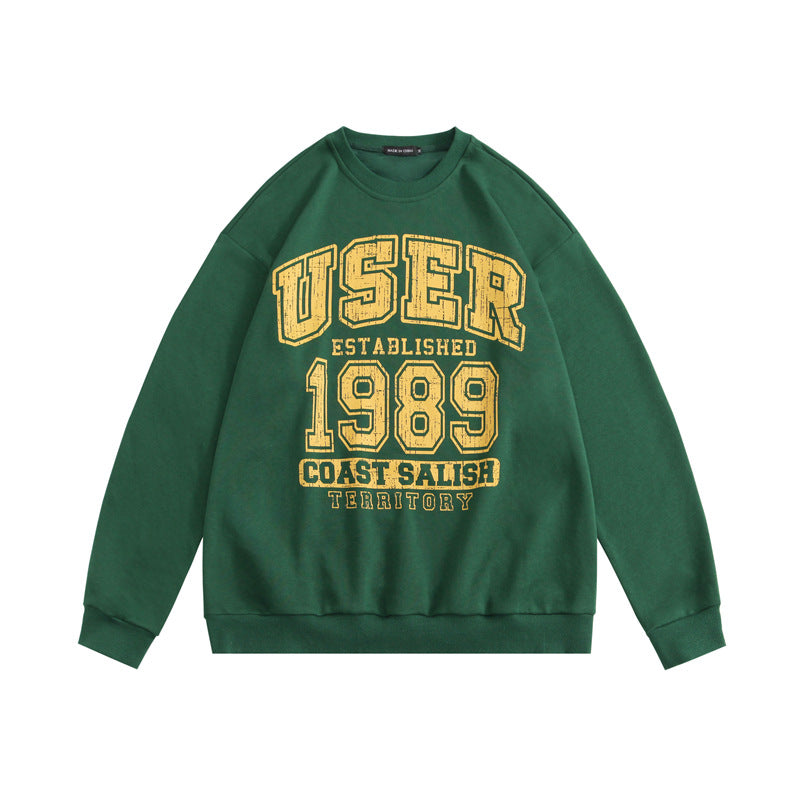 Preppy Aesthetic Sweatshirt Crew Neck Pullover Sweatshirt Male Baggy Coat
