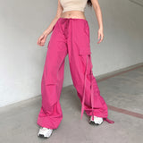 Julia Fox Low Rise Trousers Overalls Hip Hop Wide Leg