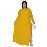 Nina Parker plus Size Dresses Slit Loose Casual Dress Set