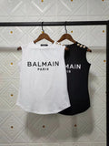T Shirt Balmain Spring/Summer Letter Cotton round Neck Sleeveless Vest T-shirt for Women