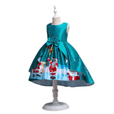 Toddler Girls Sequin Gown Dress Christmas Costume Dress Skirt Cartoon Print Children Princess Dress