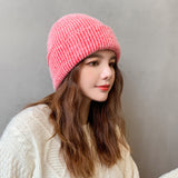 Women Winter Hats Women's Autumn and Winter Fashion Rabbit Fur Solid Color Knitted Hat Winter