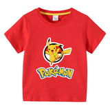 Children Pokemon Pikachu T Shirt Summer Short Sleeve T-shirt Cartoon Cotton Leisure Sports