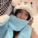 My Melody Hat Cartoon Pink Bear Melody Scarf Integrated Hat Gloves Cute Girl Heart Student Winter Warm Kulomi