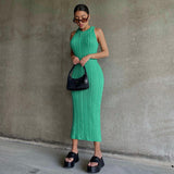 Victoria Beckham Dresses Women's Summer Fashion Casual Knitted Sleeveless round Neck Dress