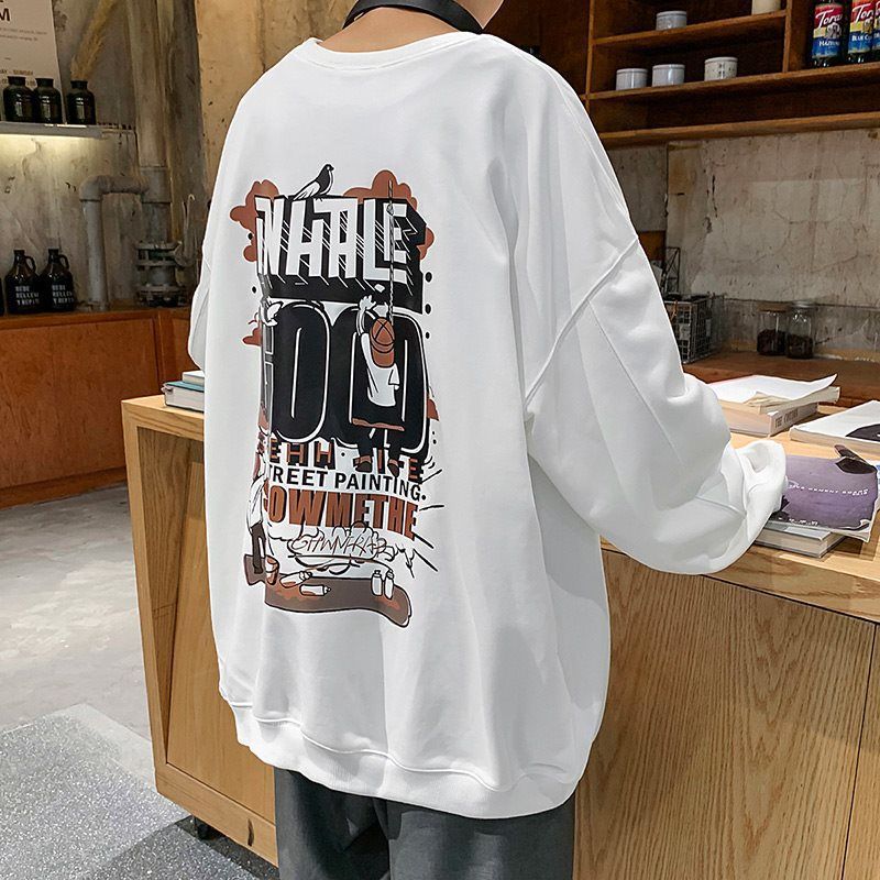 Men Sweatshirts Spring and Autumn Long-Sleeved T-shirt Men's round Neck Sweater Loose