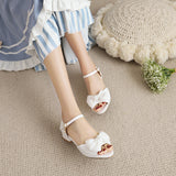 Flat Dress Sandals Summer Low Heel Bow Buckle Sandals