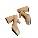 Nude Block Heels Spring Chunky Heel High Heels Women's Shoes