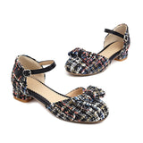 Flat Dress Sandals Spring and Summer Low Heel Buckle Bow Sandals for Women