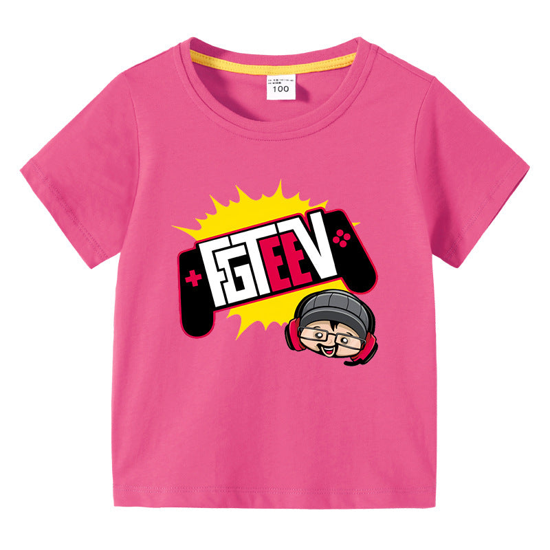 Fgteev T Shirt Summer Short-Sleeved T-shirt Thin Top