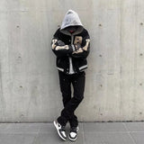 Skeleton Varsity Jacket Spring and Autumn Baseball Uniform Coat Men's Loose Sports