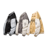 Black Varsity Jacket Autumn Loose Teen Casual Contrast Color Fresh Men's Jacket