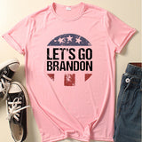 Let'S Go Brandon T Shirt Letter Collarless Hat Thin Casual T-Shirt