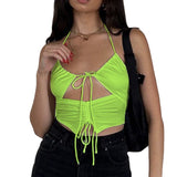 Women Rave Outfits Tops Sexy Vest Deep V-neck Backless Women's Sling