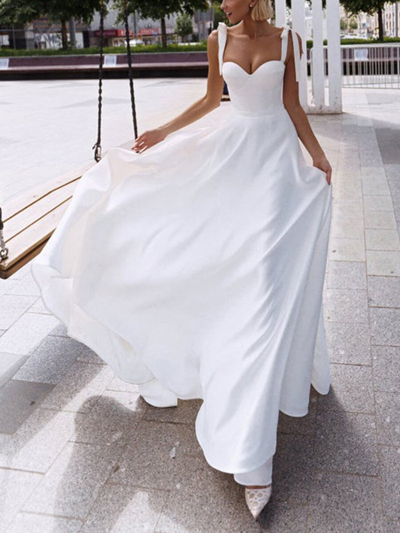 Bridesmaid Dress Women's Sexy Sling Backless See-through Wedding Dress Large Swing Maxi Dress